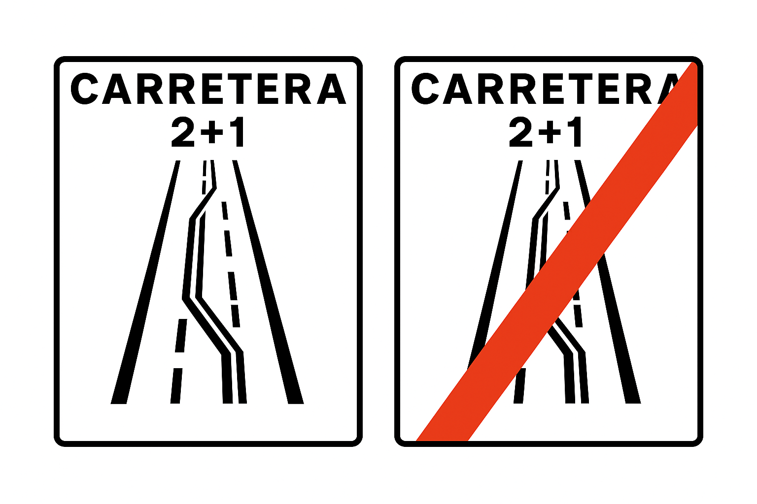 Se&ntilde;ales S-1c S-2c Carretera 2+1